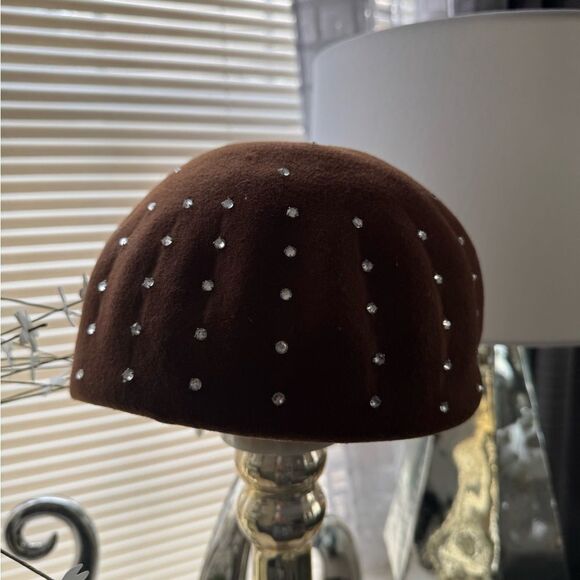 VTG Brown Wool Rhinestone Studded Hat main image 15